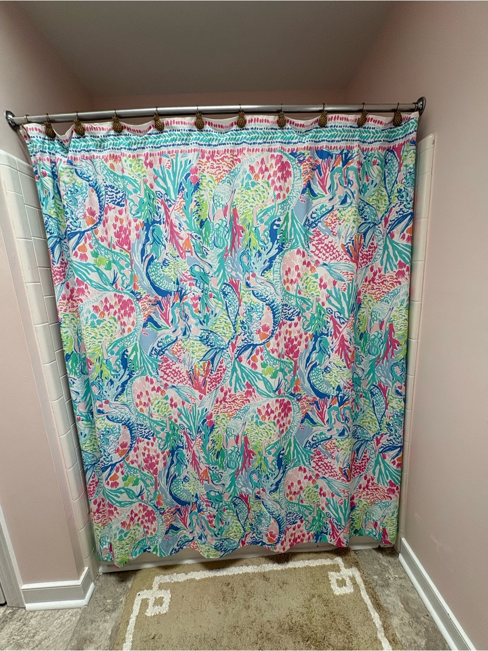 Lilly Pulitzer Colorful Tropical Mermaid Cove Print Shower Curtain - Multicolor